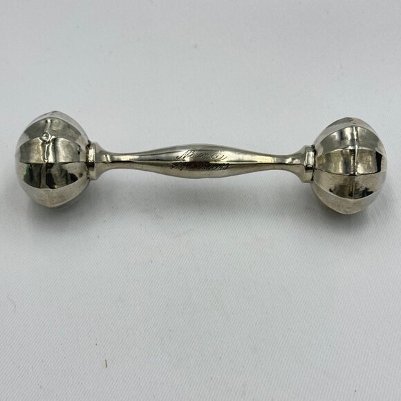 Sterling Silver Baby Rattle Engraved "Nancy" Dated 1949, Classic Vintage Collect